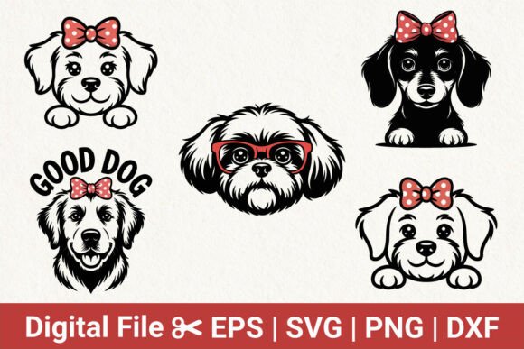 Cute Dog Clipart Bundle, Puppy Dog Svg