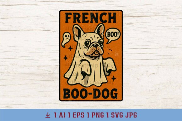 French Boo-dog Halloween PNG
