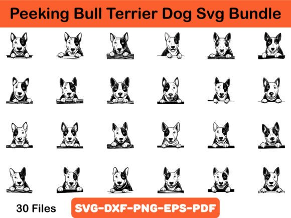 Peeking Bull Terrier Dog Svg Bundle