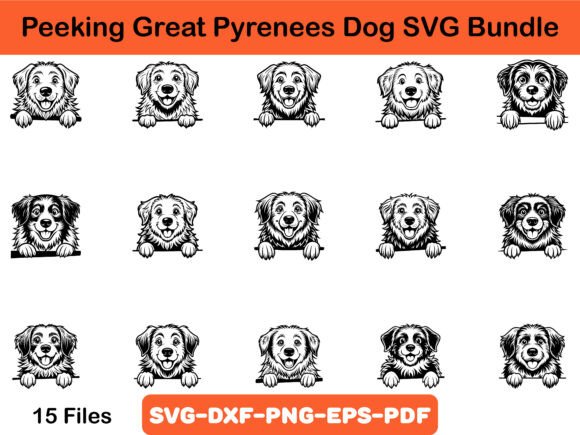 Peeking Great Pyrenees Dog SVG Bundle