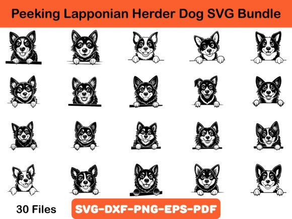 Peeking Lapponian Herder Dog SVG Bundle