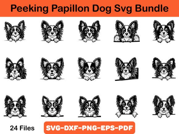 Peeking Papillon Dog Svg Bundle