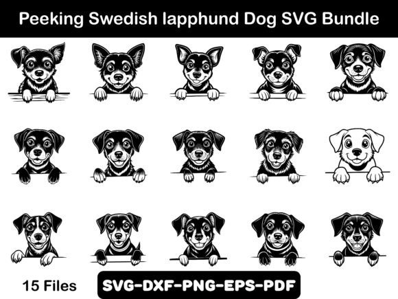 Peeking Swedish Lapphund Dog SVG Bundle