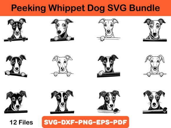 Peeking Whippet Dog SVG Bundle